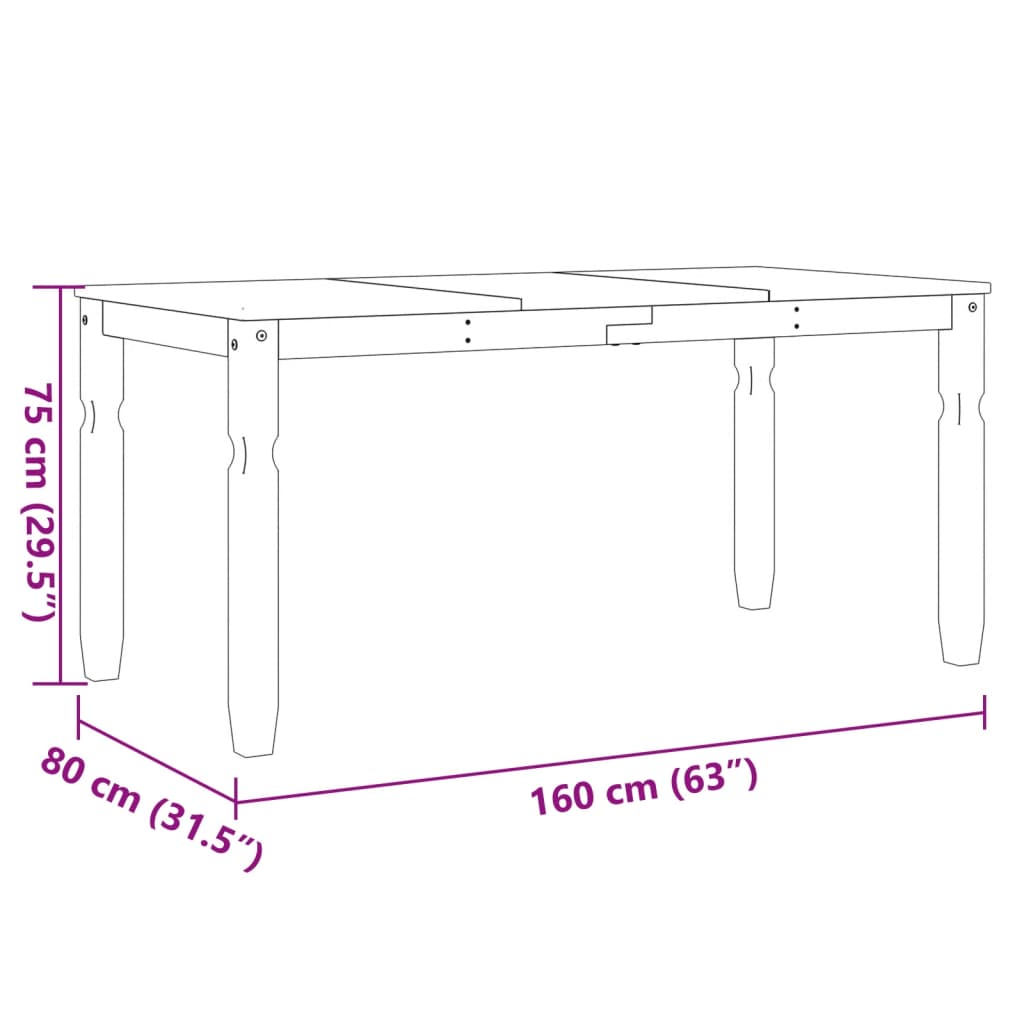 Esstisch Corona Weiß 160x80x75 cm Massivholz Kiefer