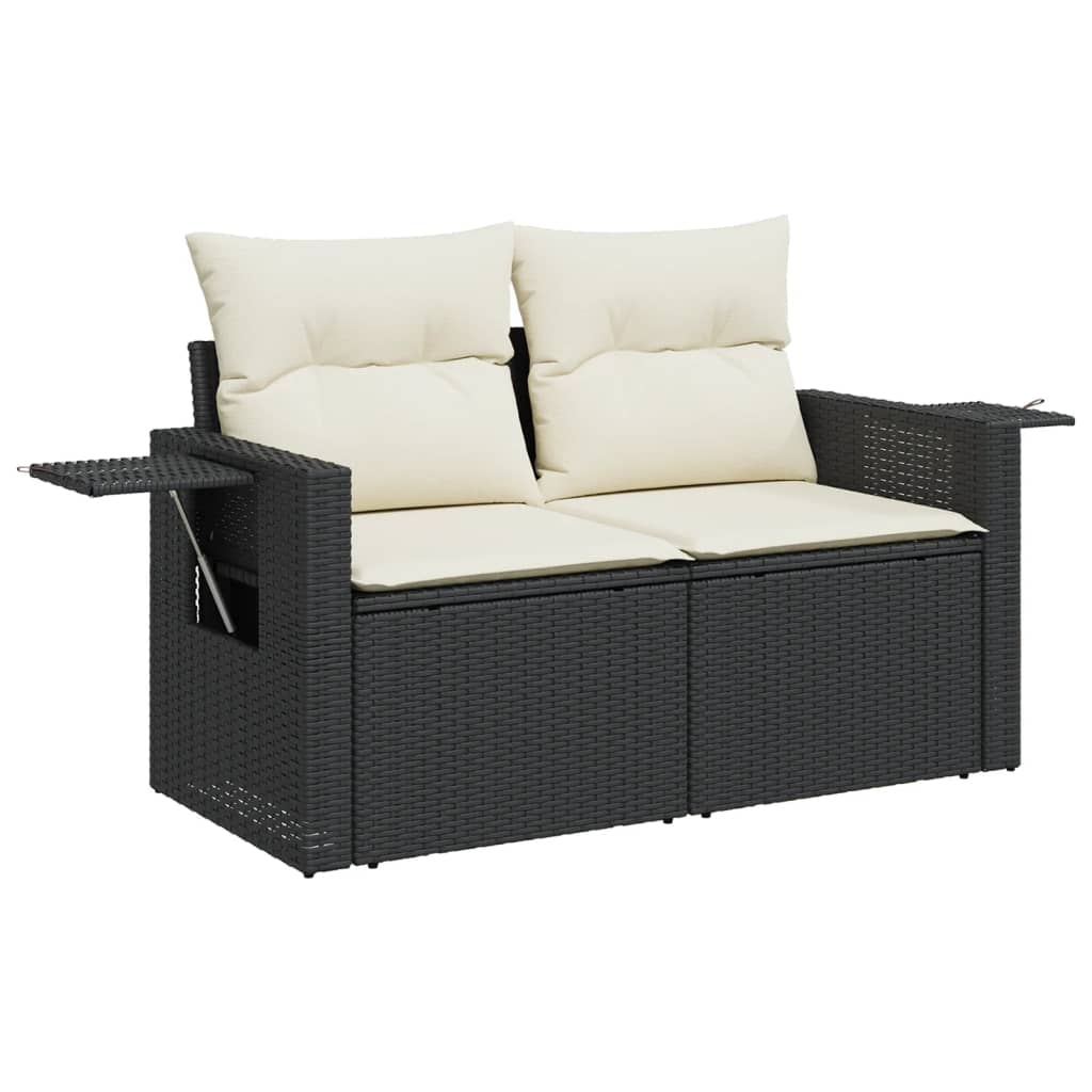 13-tlg. Garten-Sofagarnitur mit Kissen Schwarz Poly Rattan