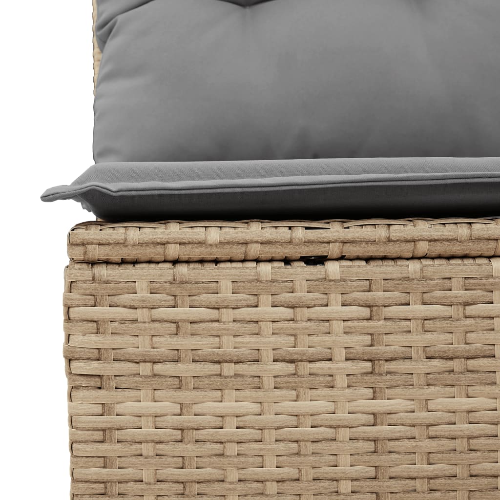 10-tlg. Garten-Sofagarnitur mit Kissen Beige Poly Rattan