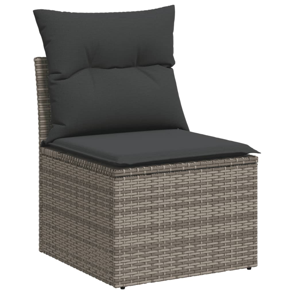 11-tlg. Garten-Sofagarnitur mit Kissen Schwarz Poly Rattan