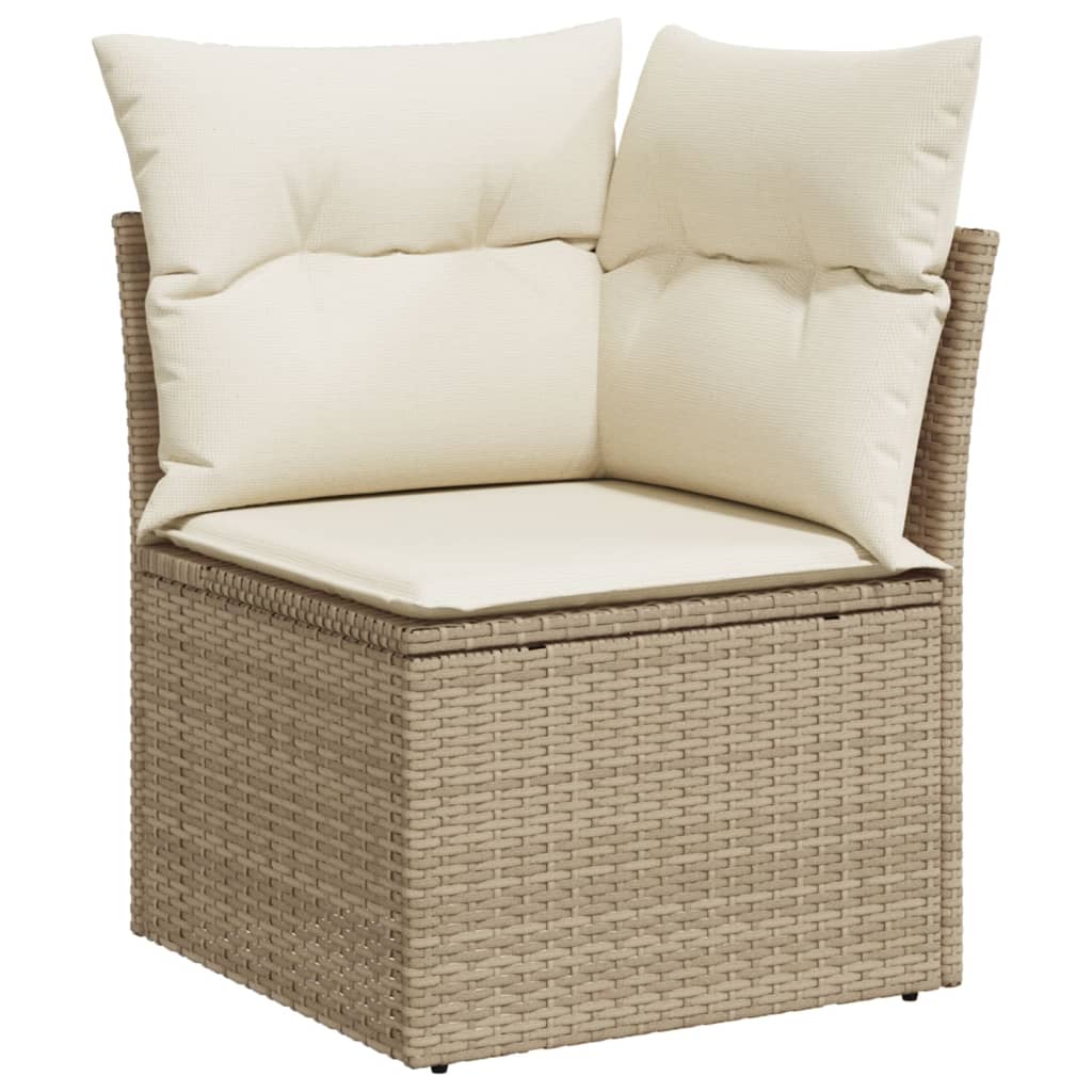 13-tlg. Garten-Sofagarnitur mit Kissen Beige Poly Rattan