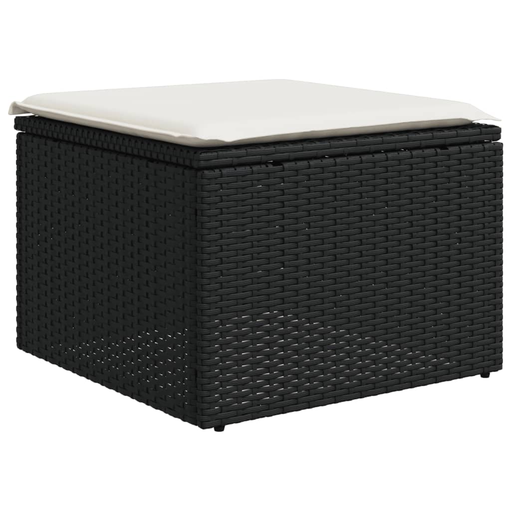 13-tlg. Garten-Sofagarnitur mit Kissen Schwarz Poly Rattan