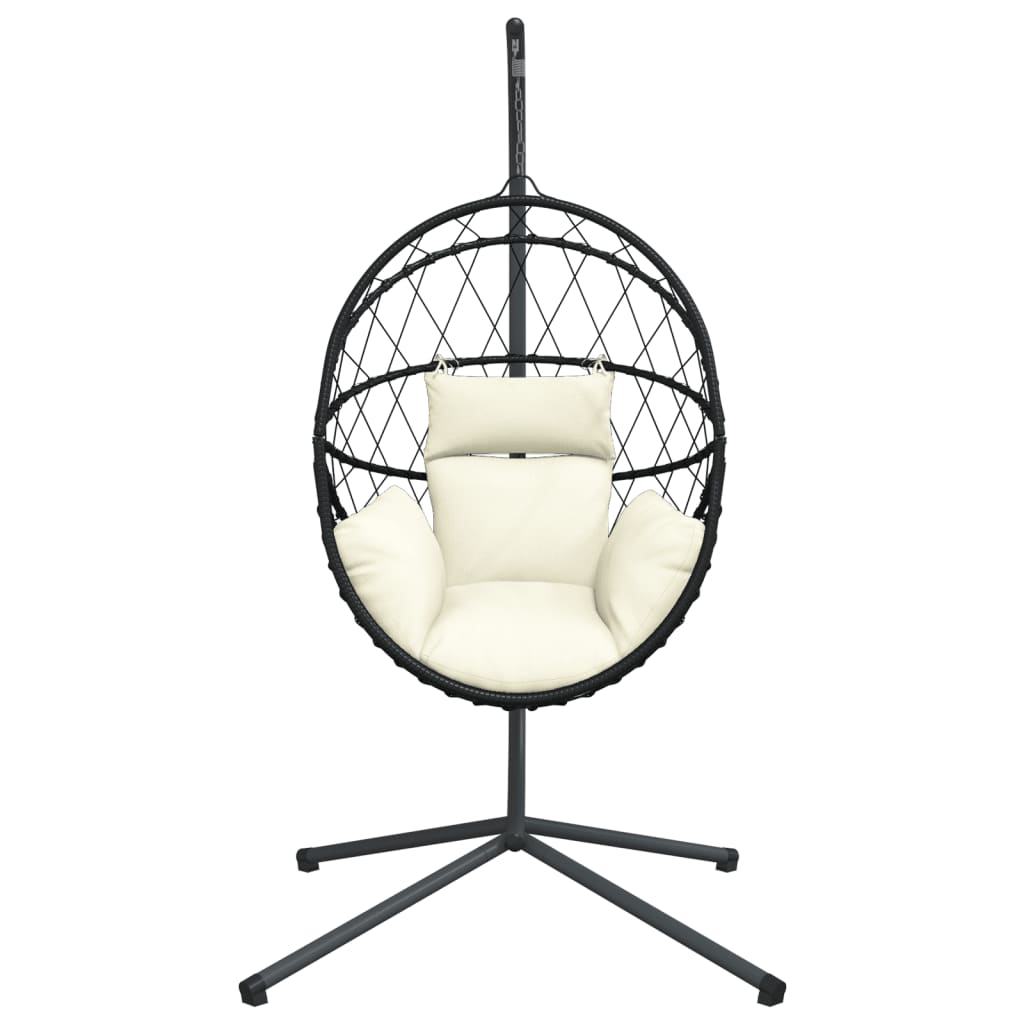 Hängesessel Ei-Design mit Ständer Beige Rattan und Stahl