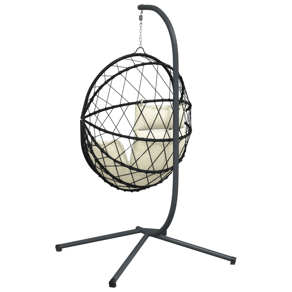 Hängesessel Ei-Design mit Ständer Beige Rattan und Stahl