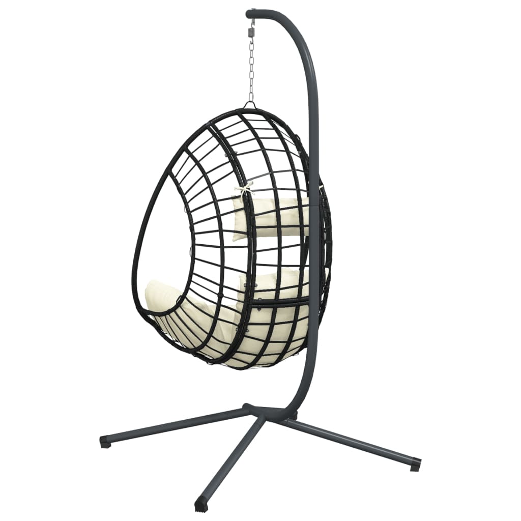 Hängesessel Ei-Design mit Ständer Beige Rattan und Stahl