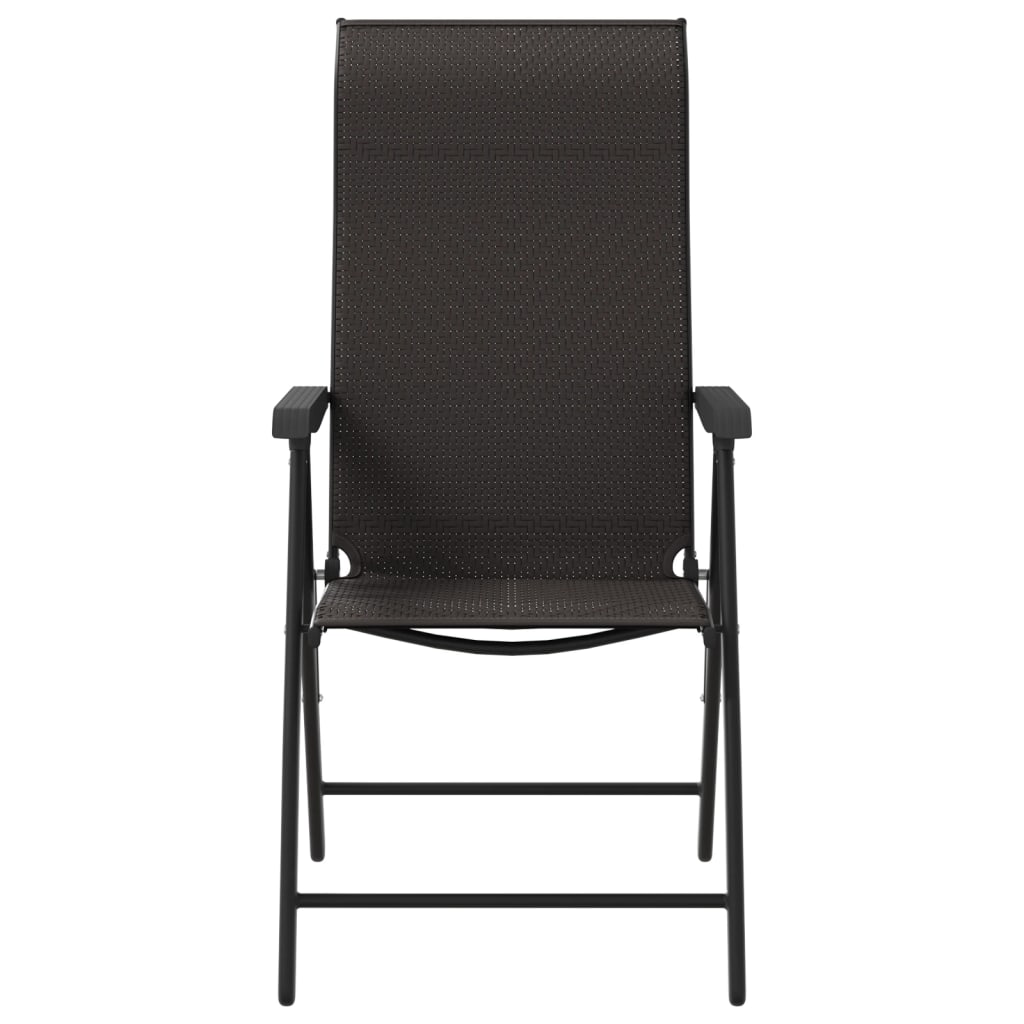 Gartenstühle 2 Stk. Klappbar Schwarz Kaffeebraun Poly Rattan