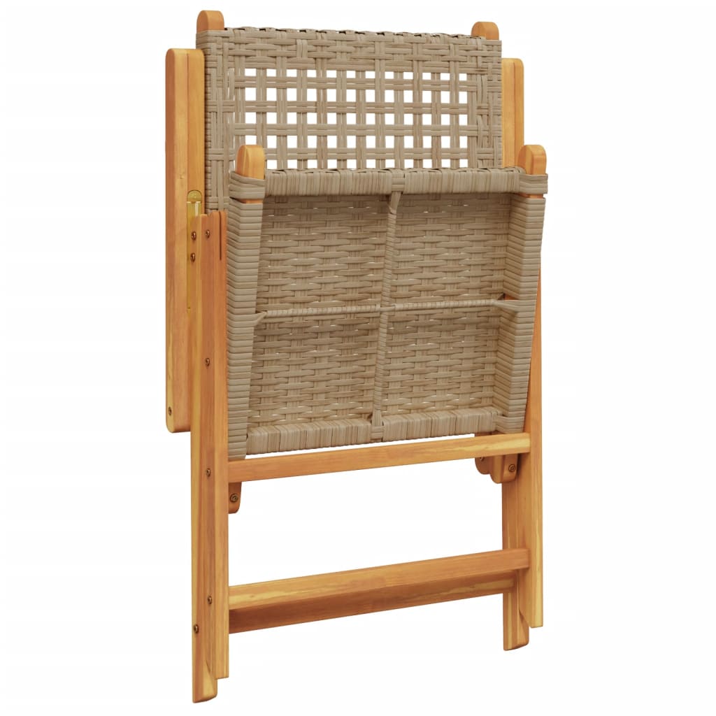 Gartenstuhl Verstellbar 4 Stk. Beige Poly Rattan Massivholz