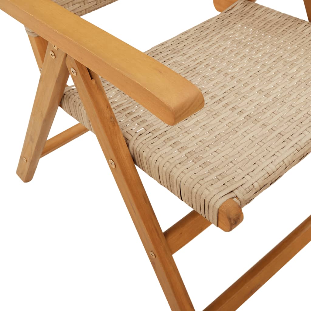 Gartenstuhl Verstellbar 8 Stk. Beige Poly Rattan Massivholz