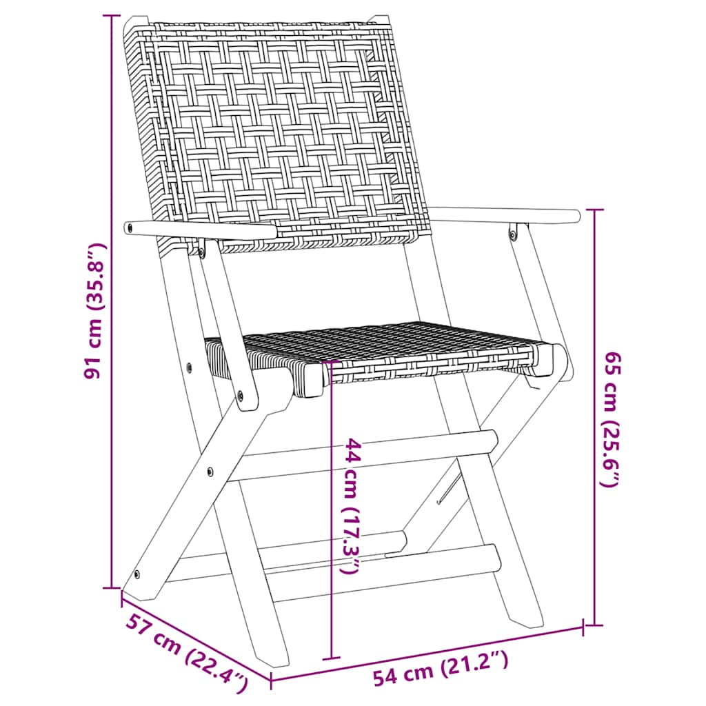 Gartenstühle 8 Stk. Klappbar Grau Poly Rattan & Massivholz