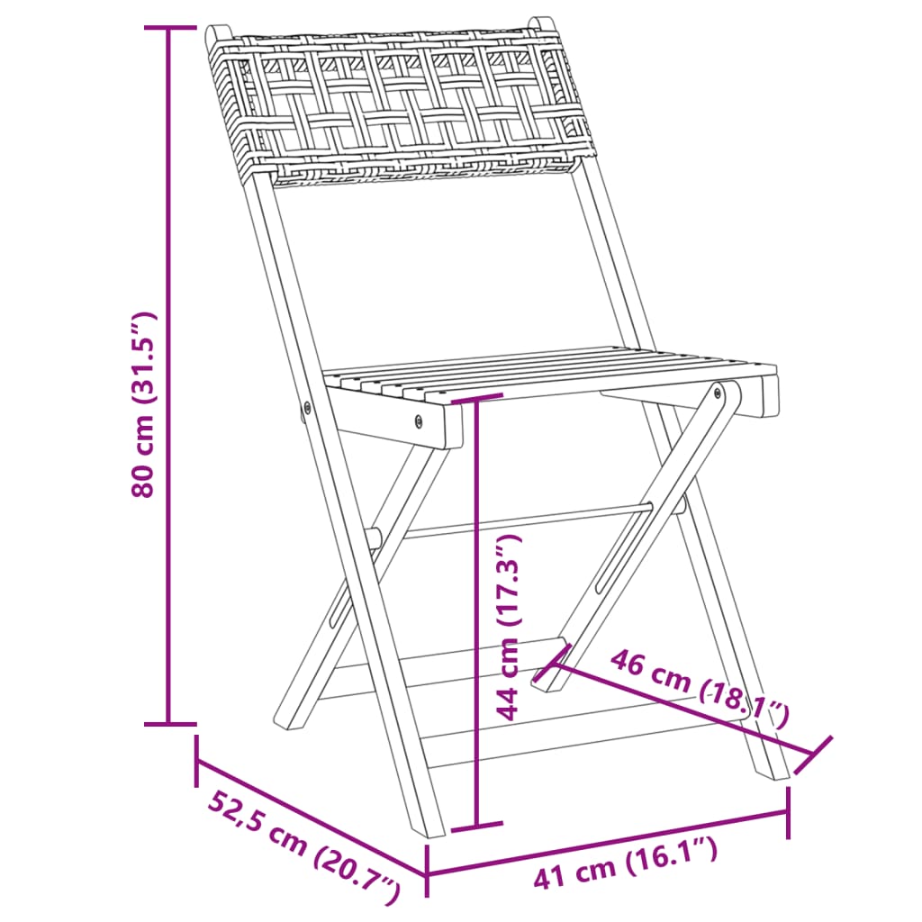 Gartenstühle 4 Stk. Klappbar Grau Poly Rattan & Massivholz