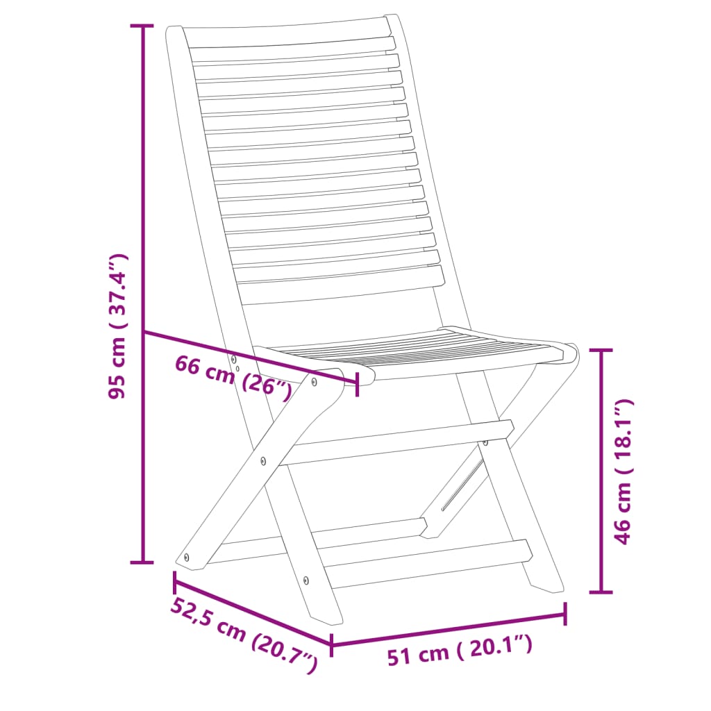 Gartenstühle 6 Stk. Klappbar 51x66x95 cm Massivholz Akazie