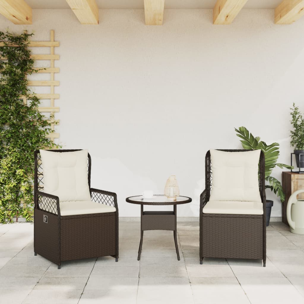 Gartensessel 2 Stk. Verstellbar Braun Poly Rattan