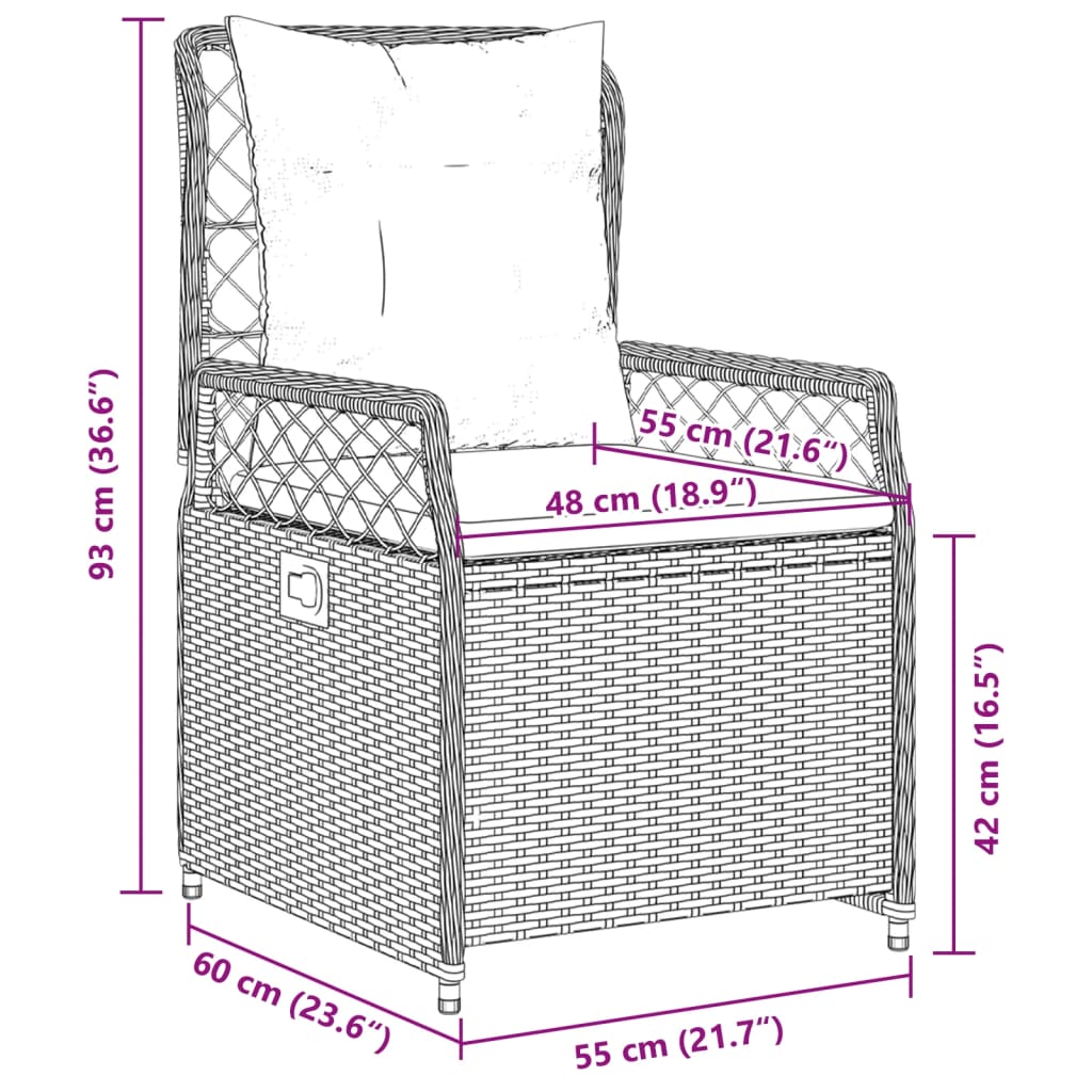 Gartensessel 2 Stk. Verstellbar Braun Poly Rattan