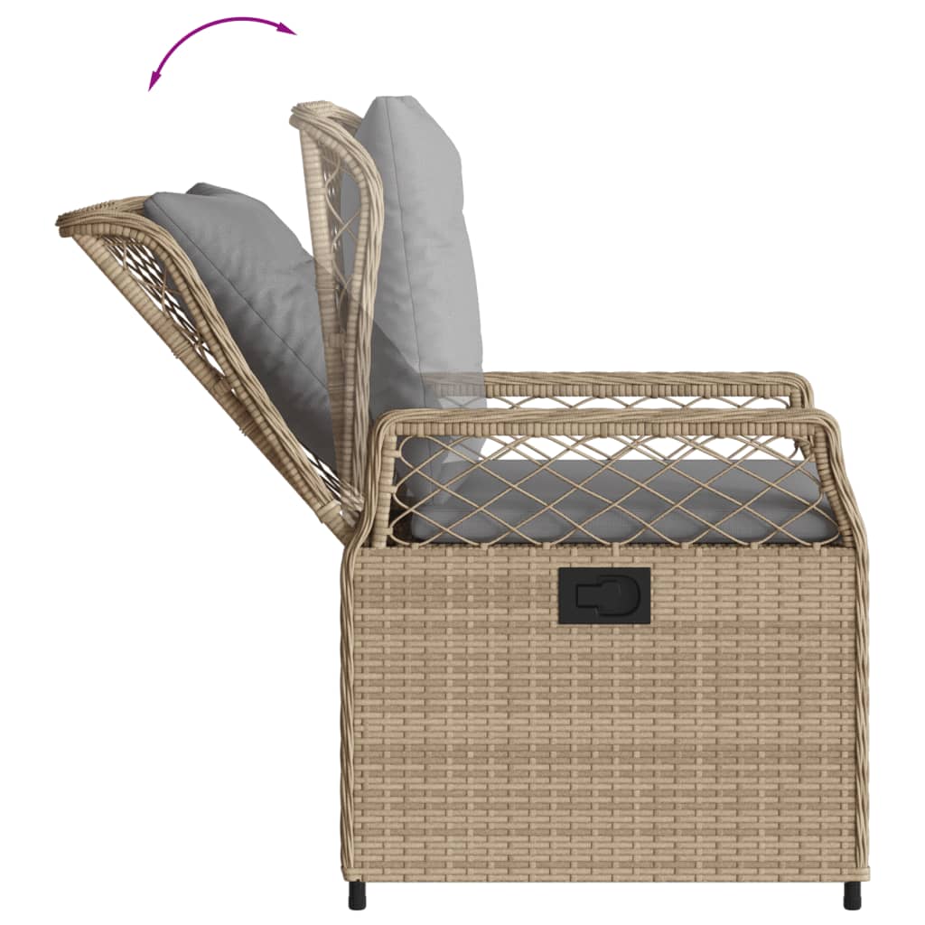 Gartensessel 2 Stk. Verstellbar Beige Poly Rattan