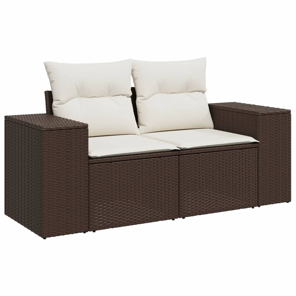 8-tlg. Garten-Sofagarnitur mit Kissen Braun Poly Rattan