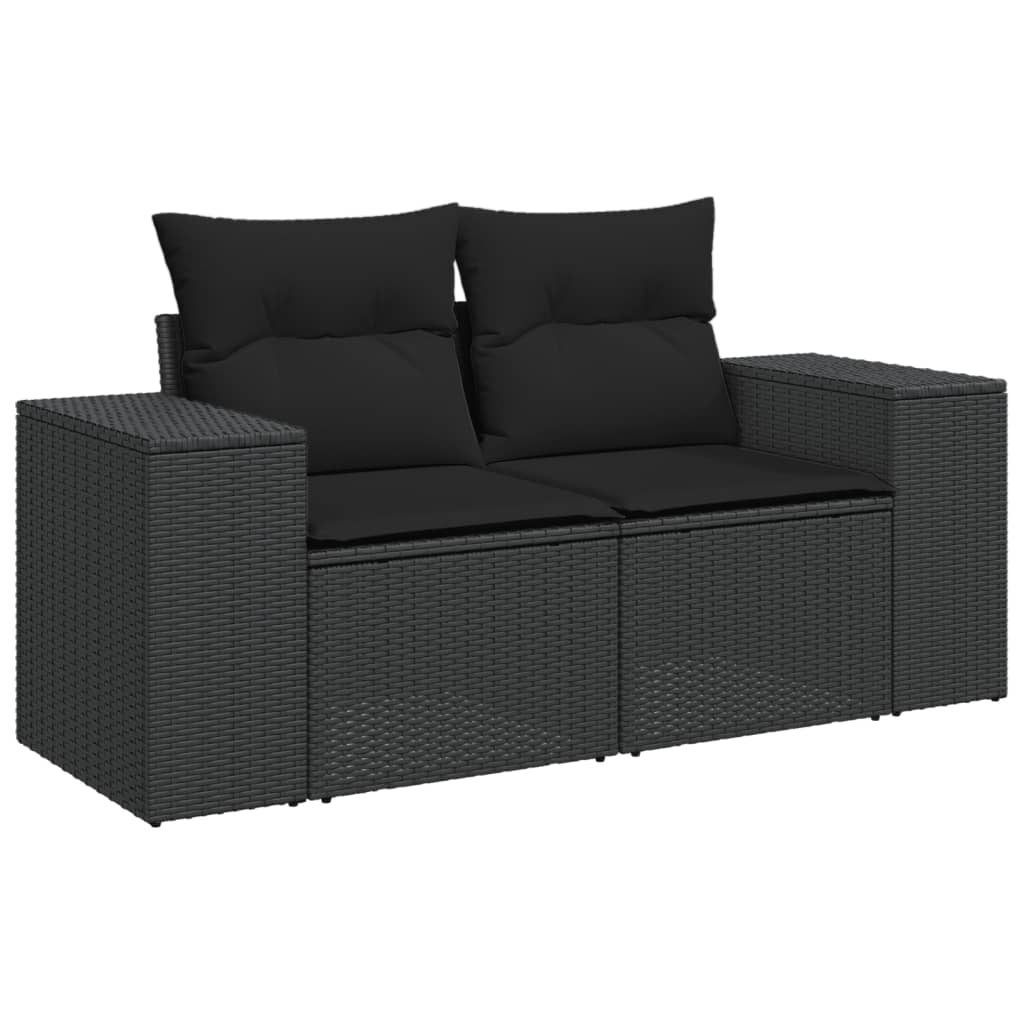 4-tlg. Garten-Sofagarnitur mit Kissen Schwarz Poly Rattan