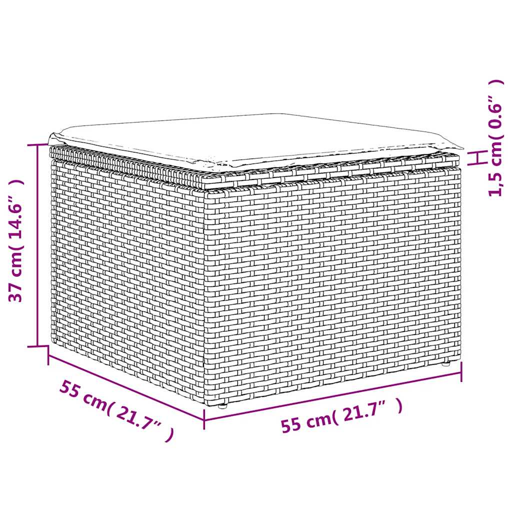 4-tlg. Garten-Sofagarnitur mit Kissen Hellgrau Poly Rattan