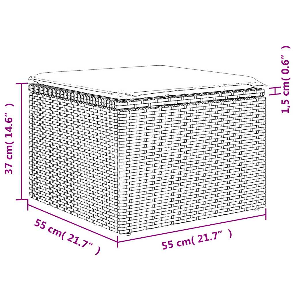 6-tlg. Garten-Sofagarnitur mit Kissen Hellgrau Poly Rattan