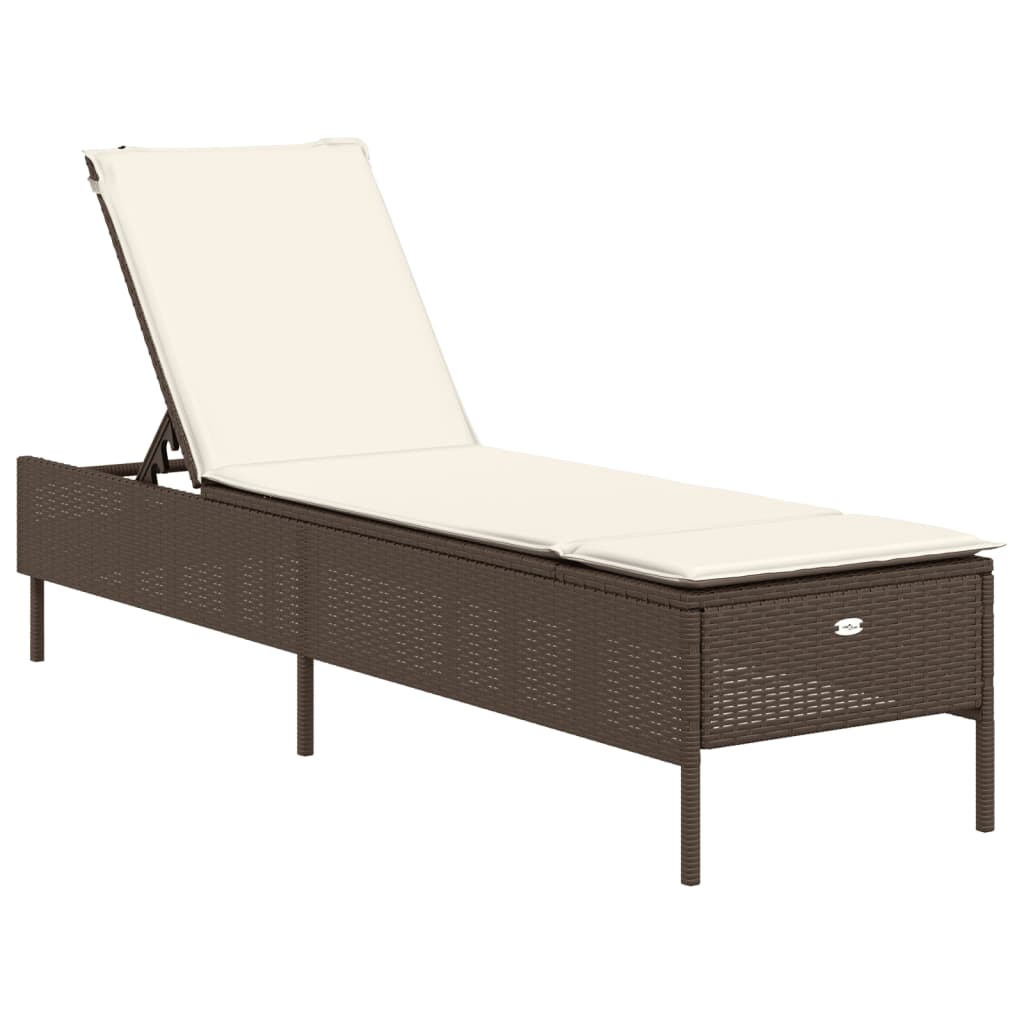 Sonnenliegen mit Auflagen 2 Stk. Braun Poly Rattan