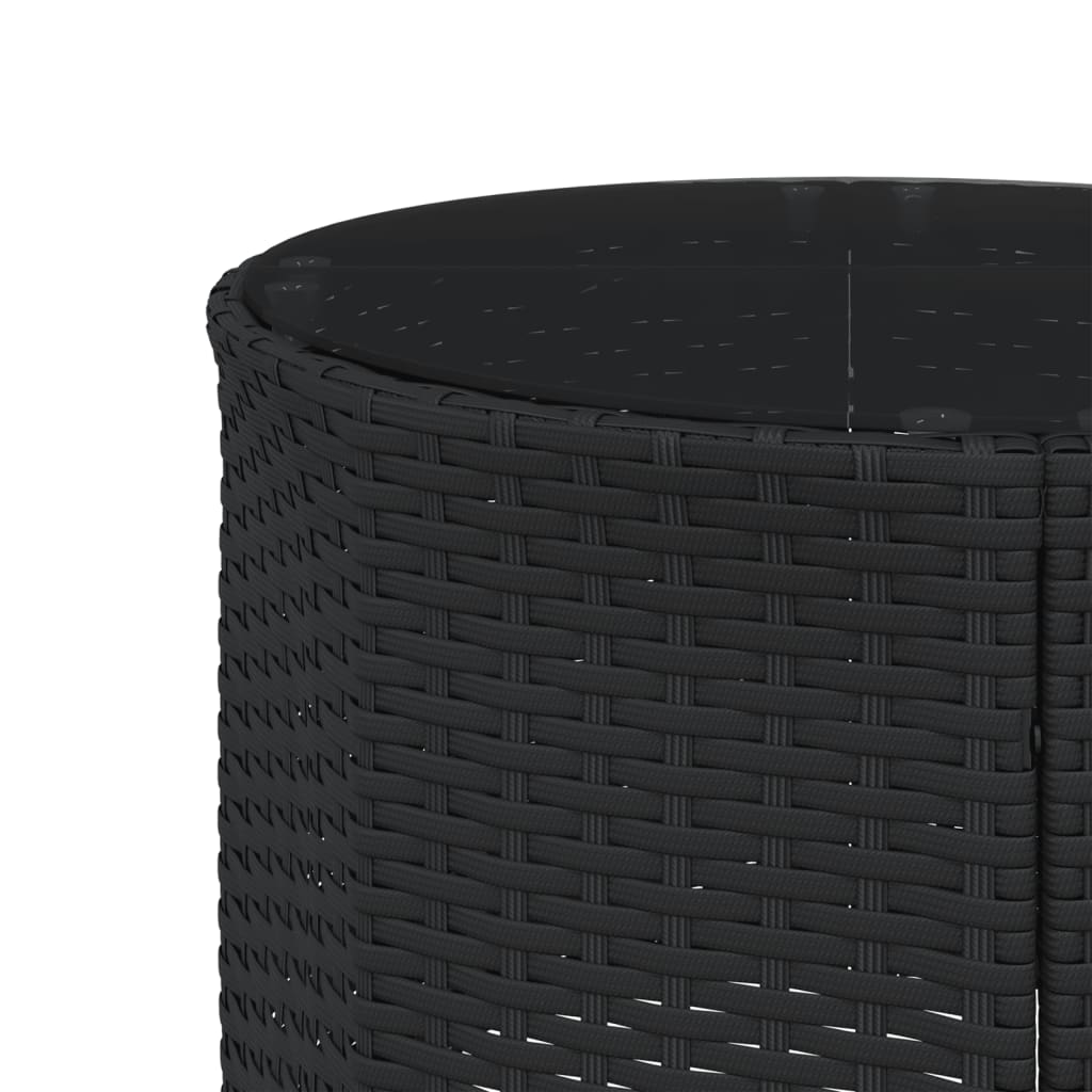 3-tlg. Garten-Sofagarnitur Halbrund Schwarz Poly-Rattan