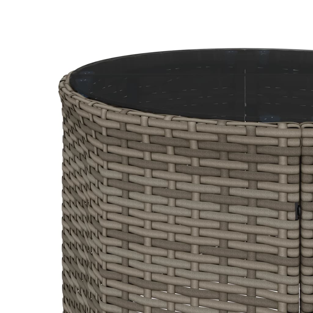 3-tlg. Garten-Sofagarnitur Halbrund Grau Poly Rattan