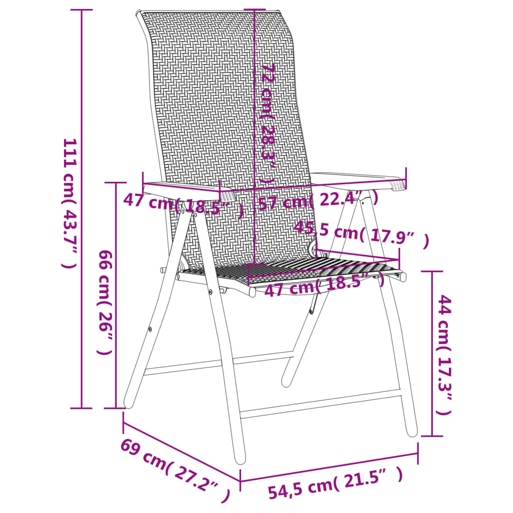 Gartenstühle 8 Stk. Klappbar Grau Poly Rattan