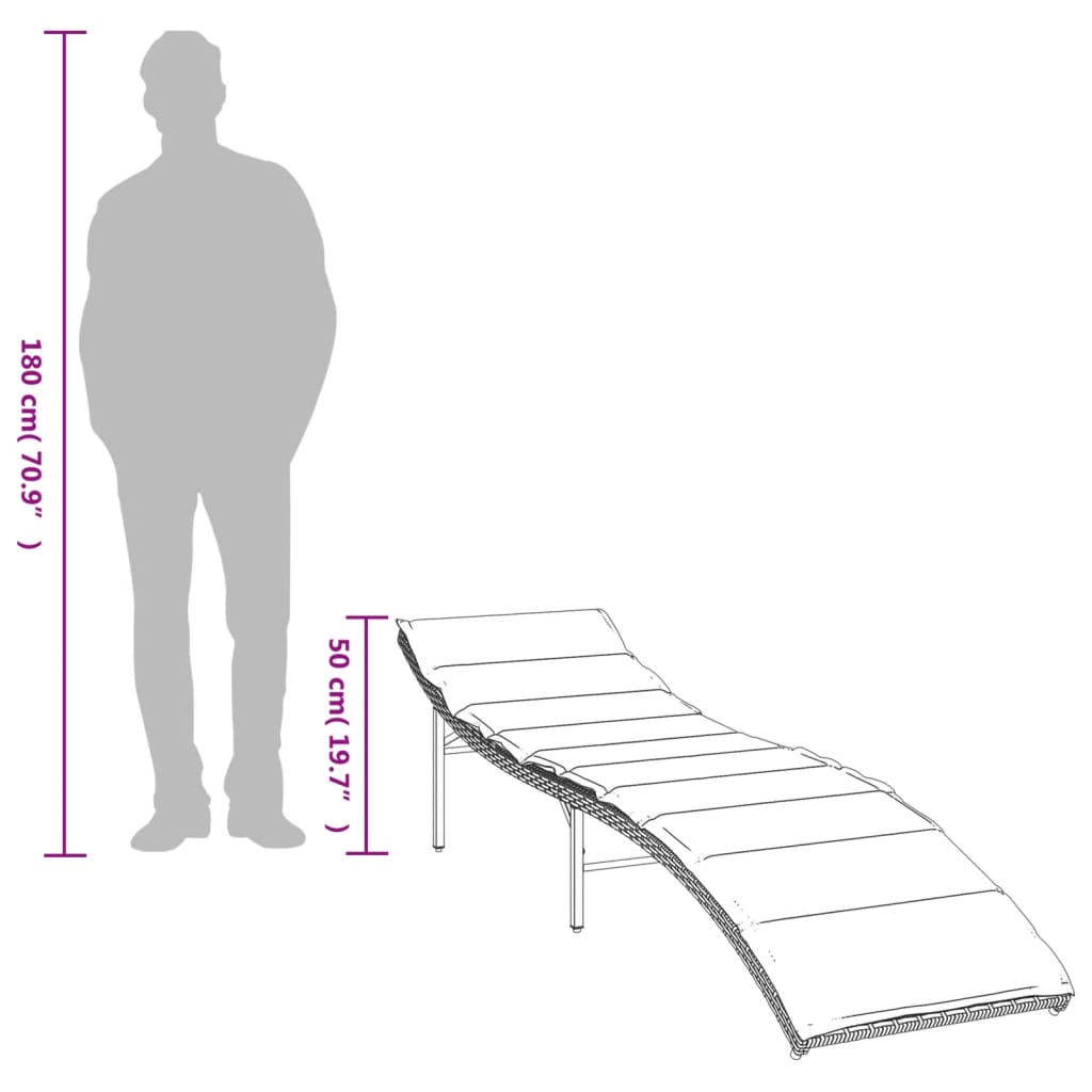 Sonnenliegen 2 Stk. mit Auflagen Grau Poly Rattan