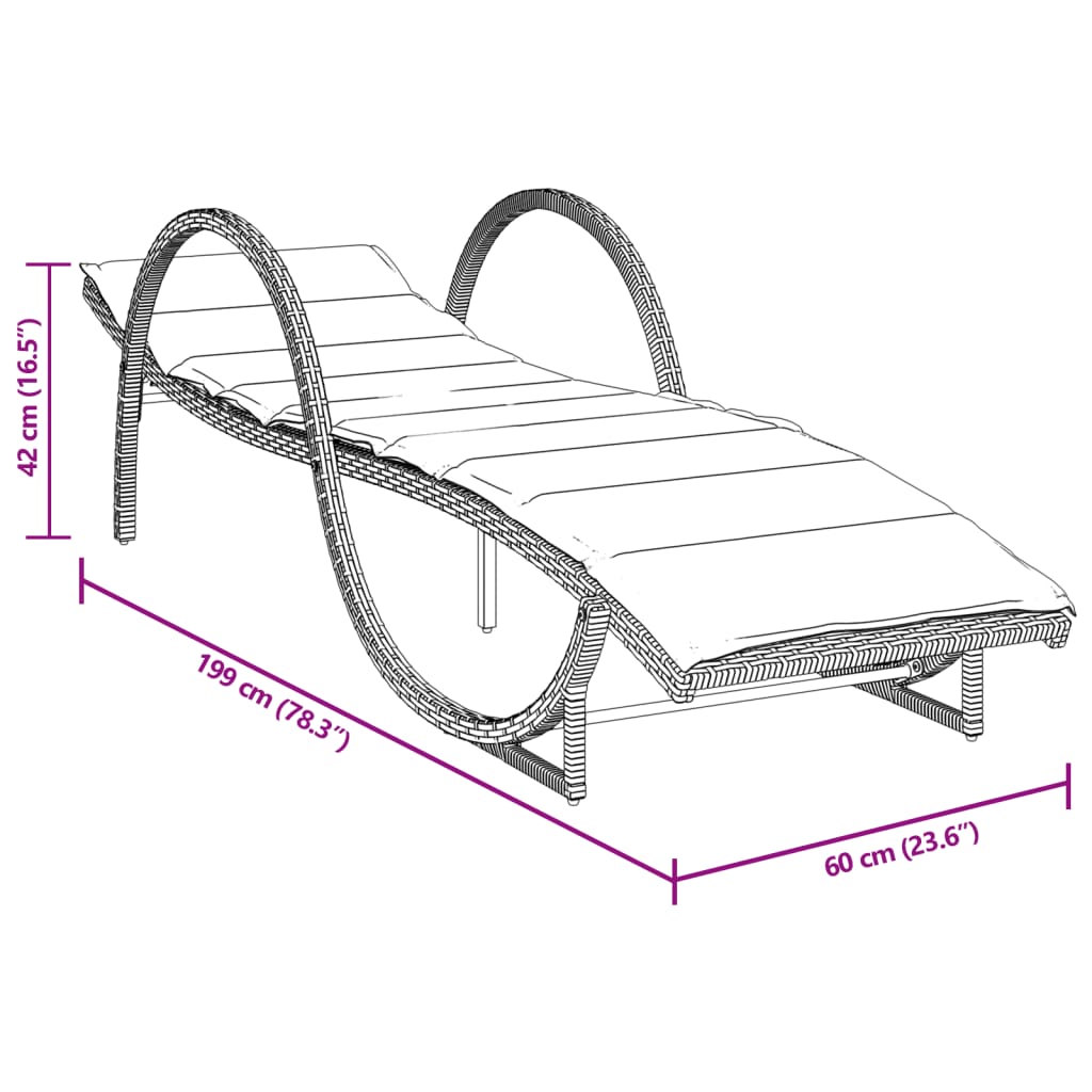 Sonnenliegen 2 Stk. mit Auflagen Braun Poly Rattan