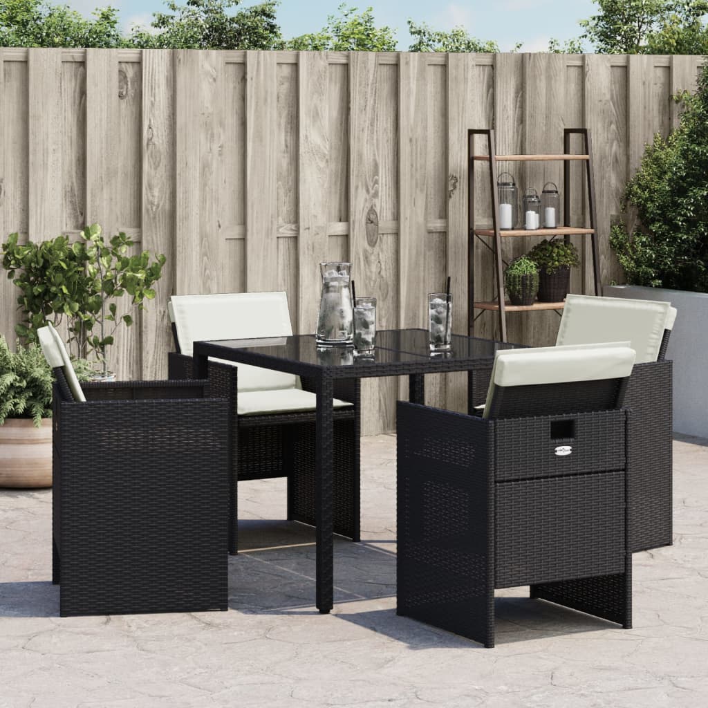 Gartenstühle mit Kissen 4 Stk. Schwarz Poly Rattan