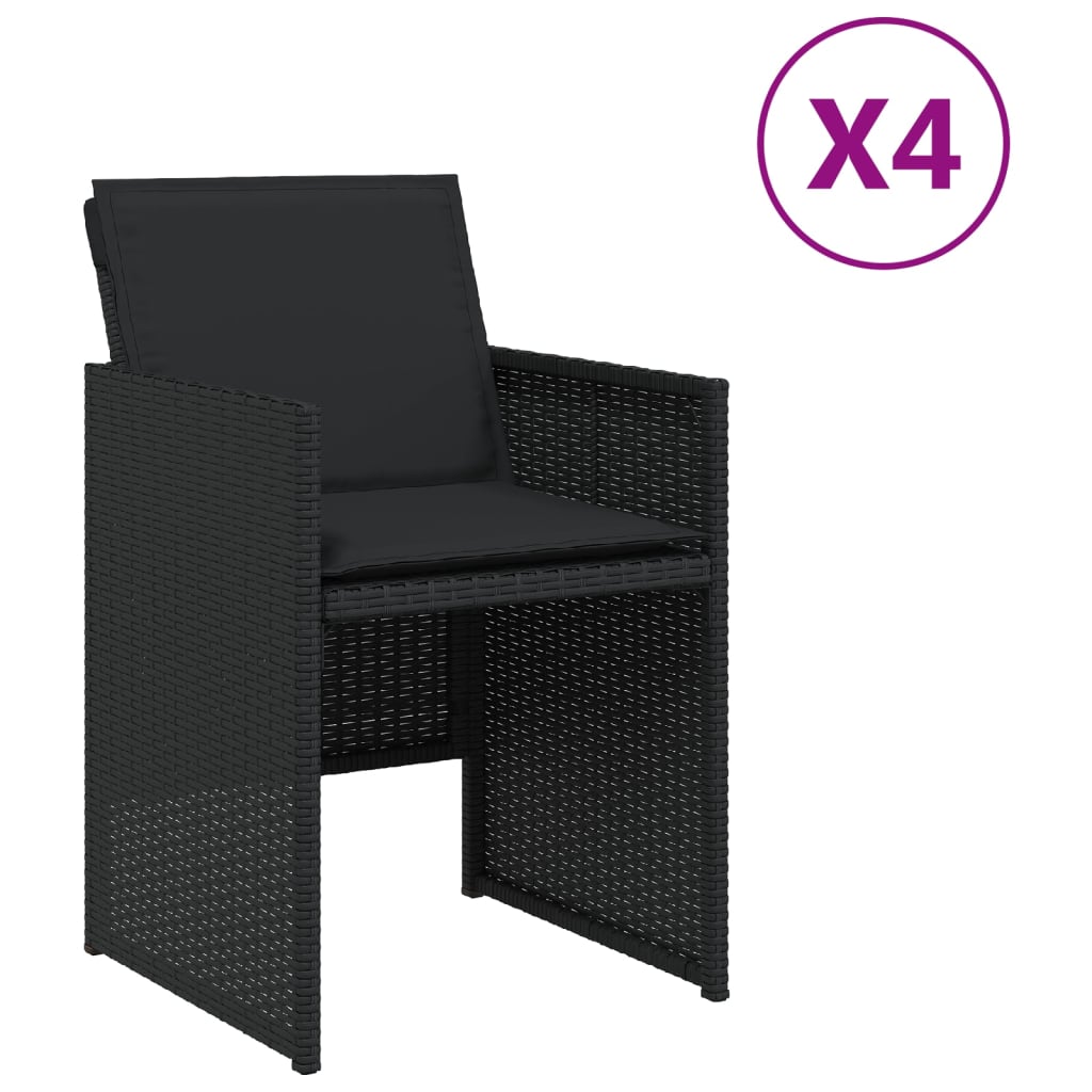 Gartenstühle mit Kissen 4 Stk. Schwarz Poly Rattan