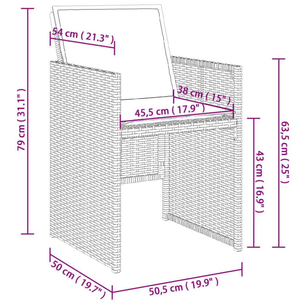 Gartenstühle mit Kissen 4 Stk. Schwarz Poly Rattan