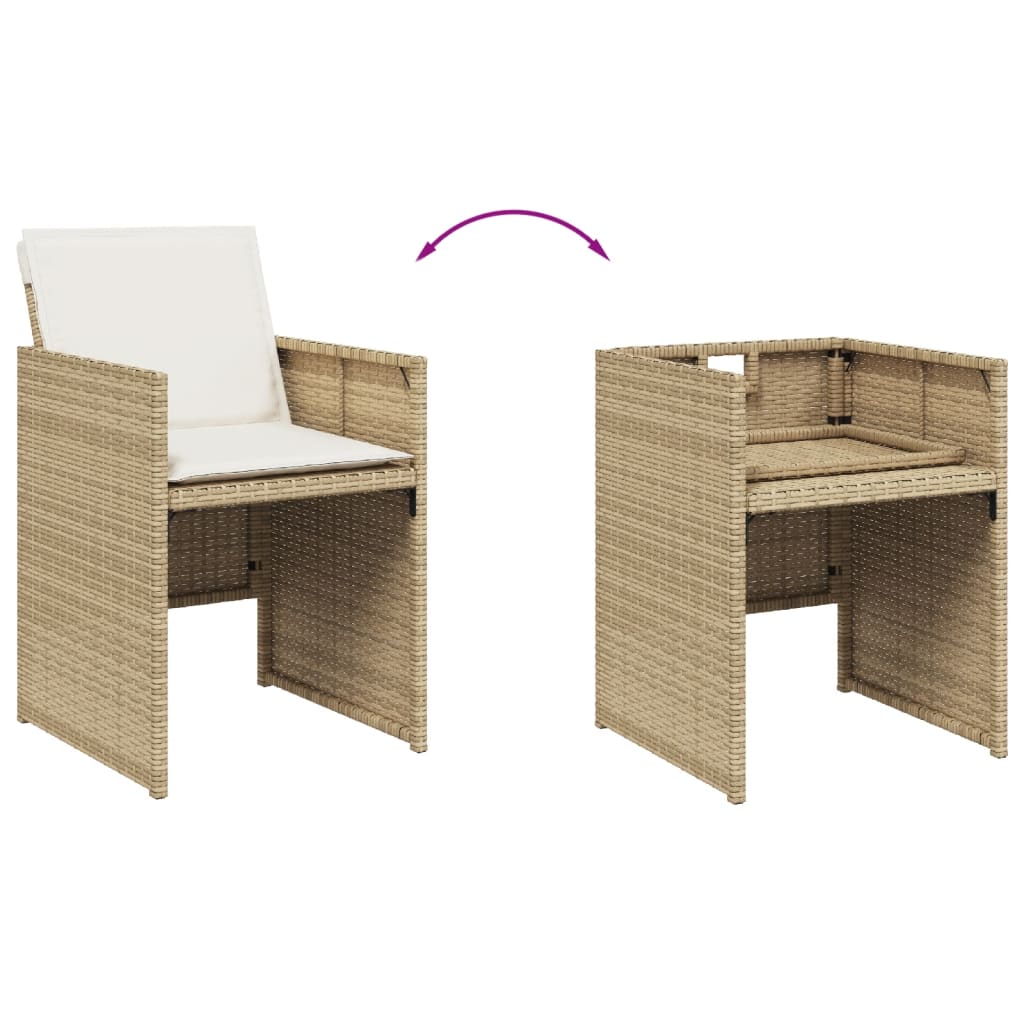 Gartenstühle mit Kissen 4 Stk. Beige Poly Rattan