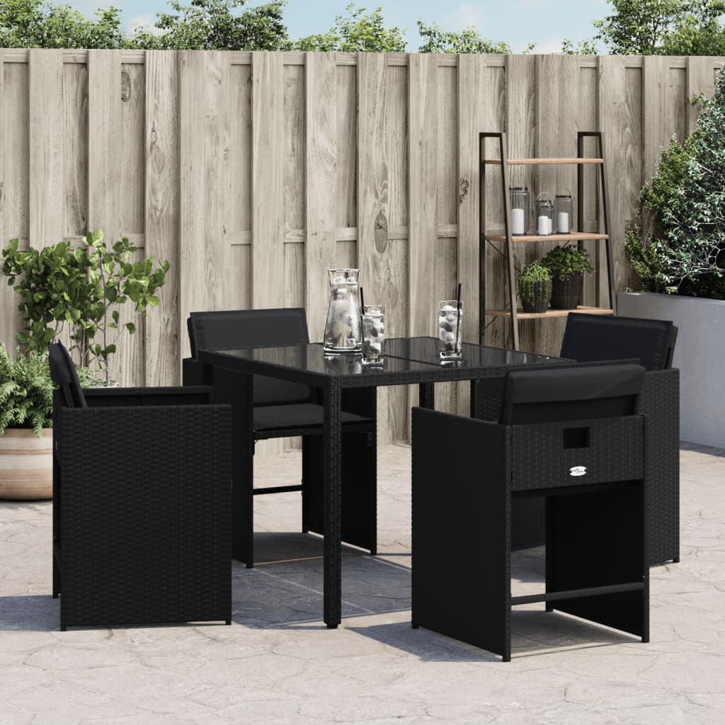 Gartenstühle mit Kissen 4 Stk. Schwarz Poly Rattan