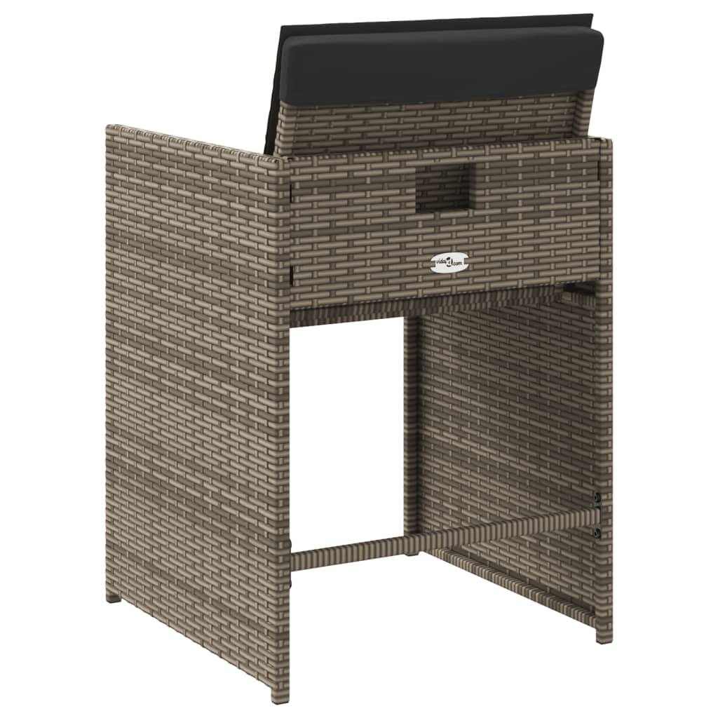 Gartenstühle mit Kissen 4 Stk. Grau Poly Rattan