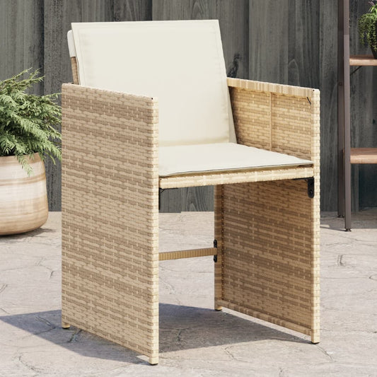 Gartenstühle mit Kissen 4 Stk. Beige Poly Rattan