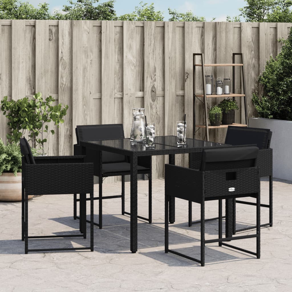 Gartenstühle mit Kissen 4 Stk. Schwarz Poly Rattan