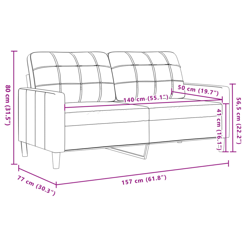 2-Sitzer-Sofa Braun 140 cm Samt