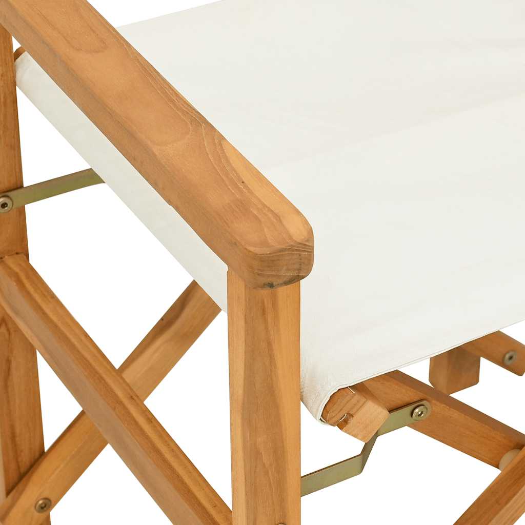 Regiestuhl Klappbar Creme Massivholz Teak