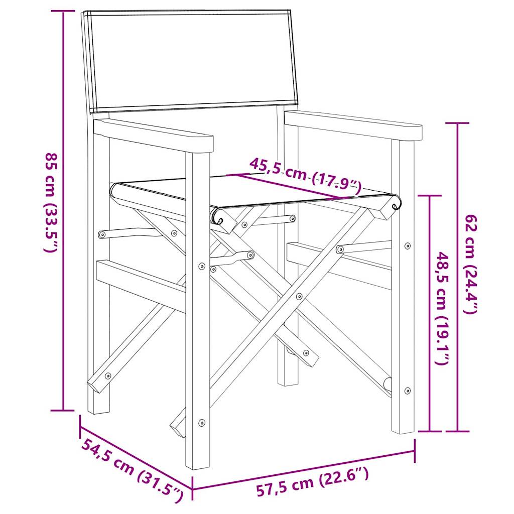 Regiestuhl Klappbar Blau Massivholz Teak