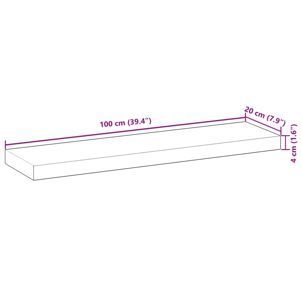 Schweberegale 3 Stk. 100x20x4 cm Massivholz Akazie Unbehandelt