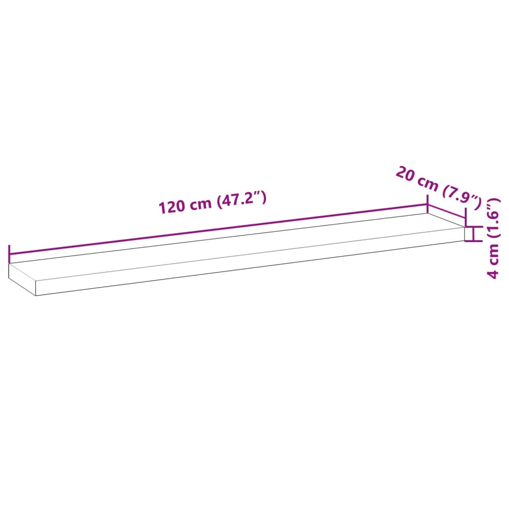 Schweberegale 2 Stk. 120x20x4 cm Massivholz Akazie Unbehandelt