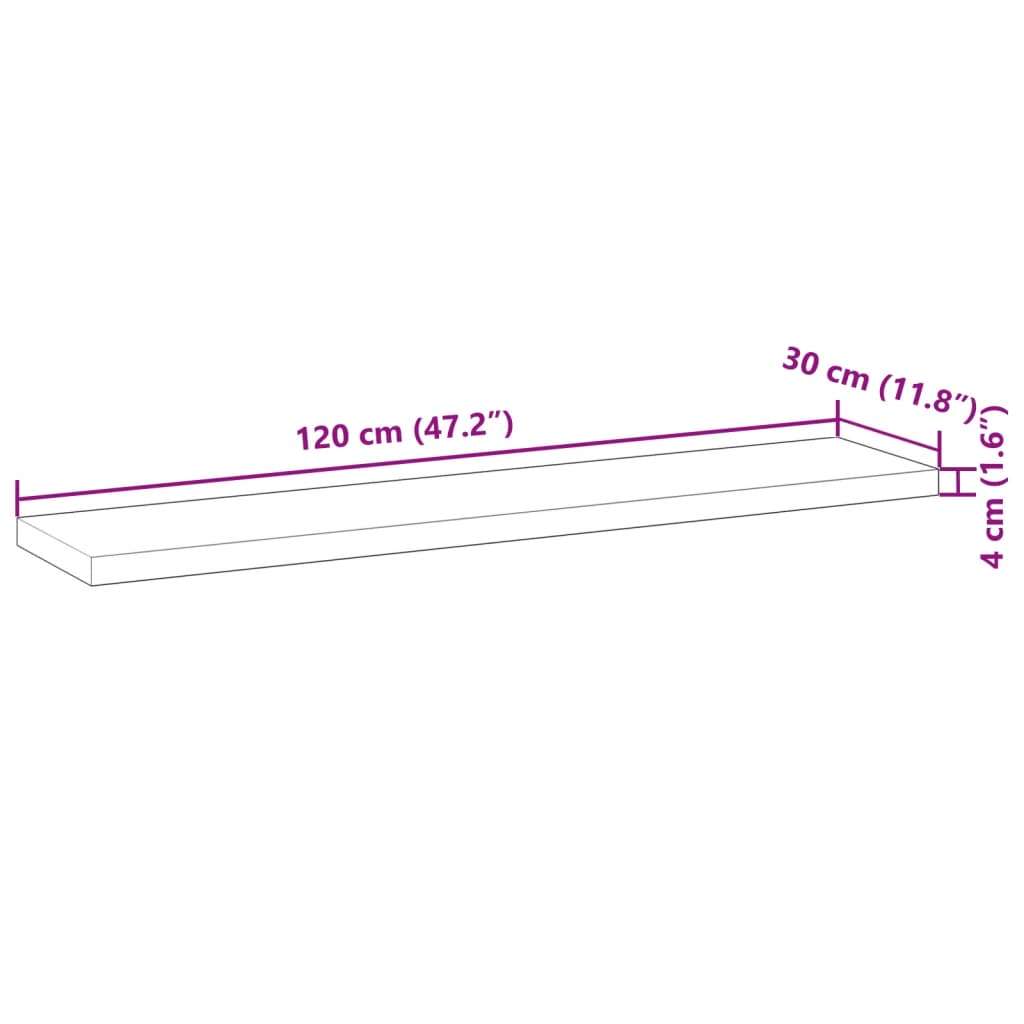 Schweberegale 2 Stk. 120x30x4 cm Massivholz Akazie Unbehandelt