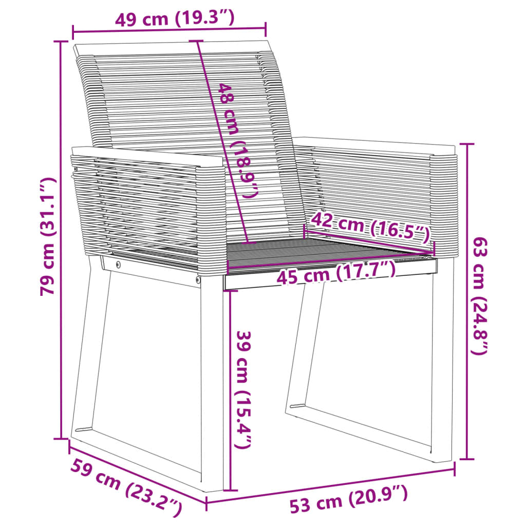 Gartenstühle 4 Stk. Schwarz Poly Rattan