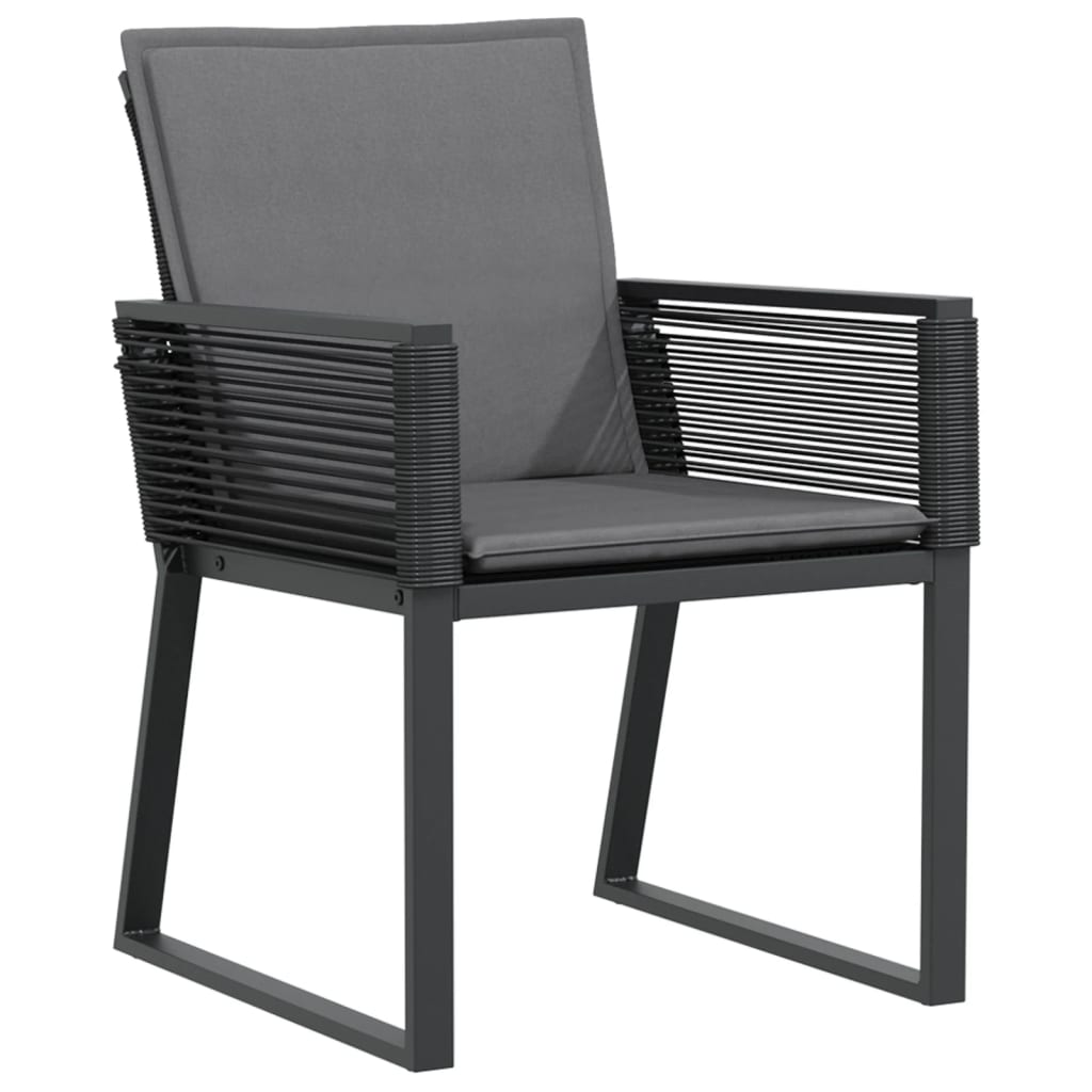 Gartenstühle mit Kissen 4 Stk. Schwarz Poly Rattan