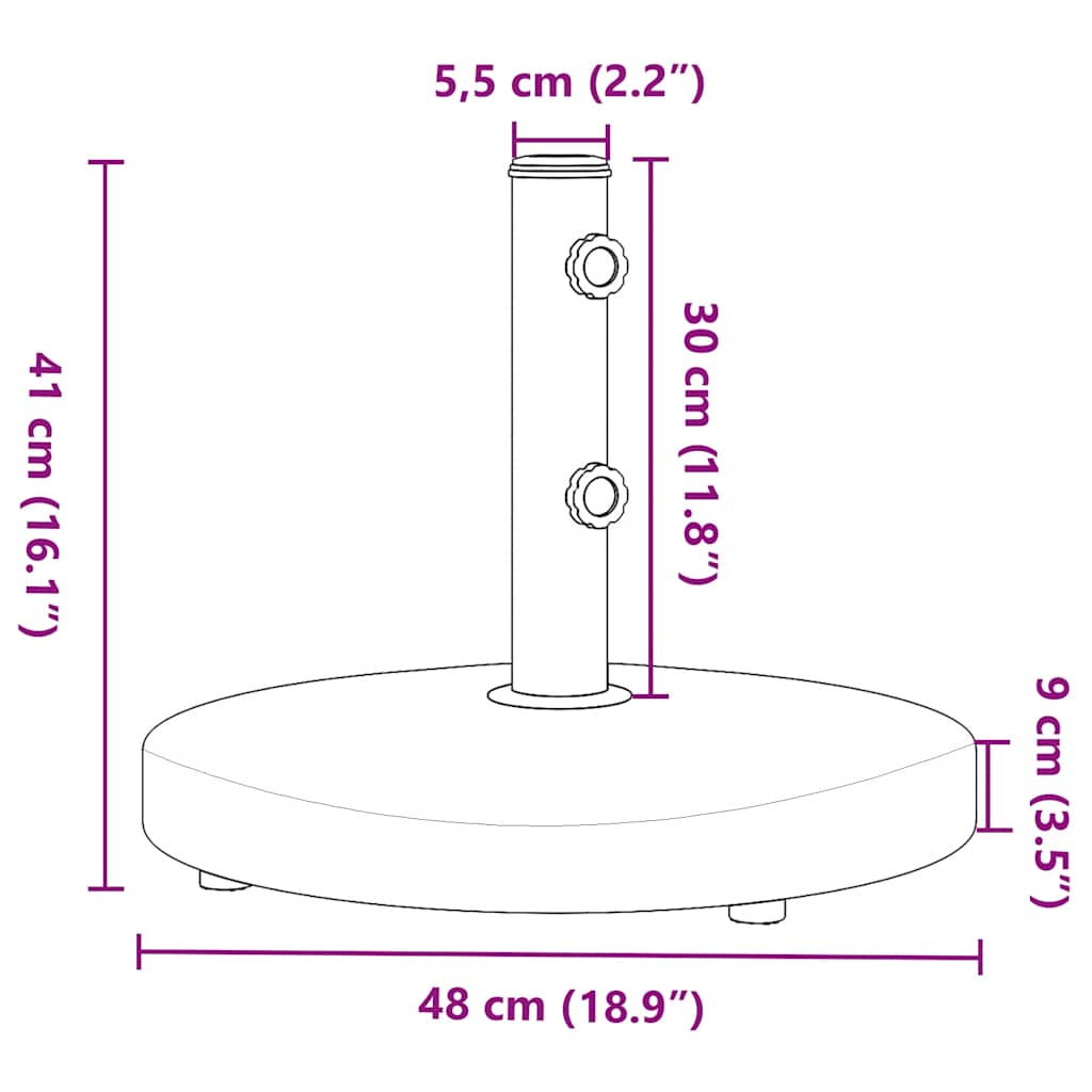 Sonnenschirmständer Ø32/38/48 mm Mast 25 kg Rund