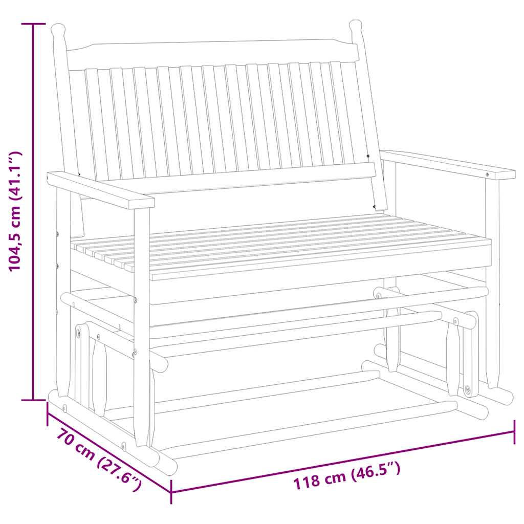 Schaukelbank Schwarz 118x70x104,5 cm Massivholz Pappel