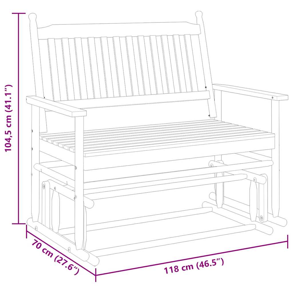 Schaukelbank Weiß 118x70x104,5 cm Massivholz Pappel