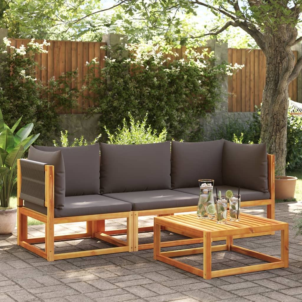 Garten-Ecksofa mit Kissen Massivholz Akazie