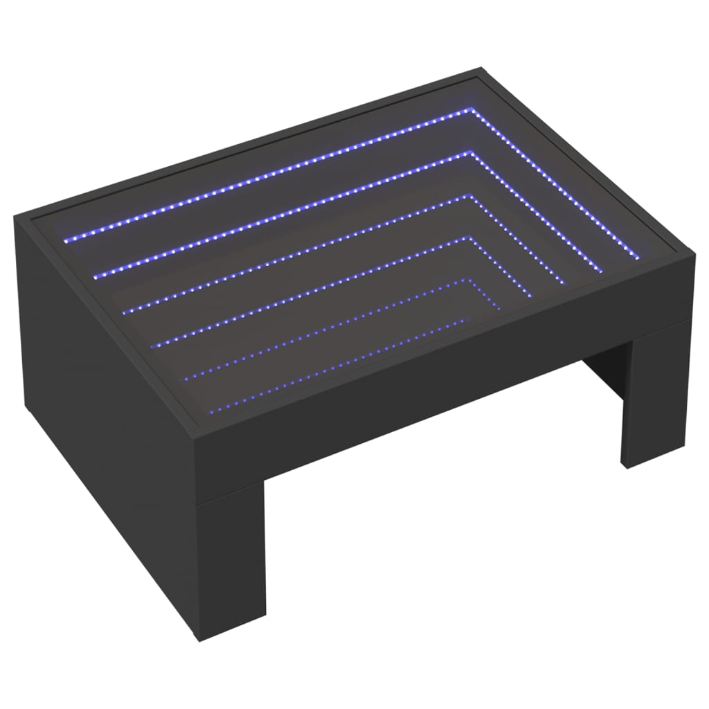 Couchtisch mit Infinity-LED Schwarz 70x50x30 cm