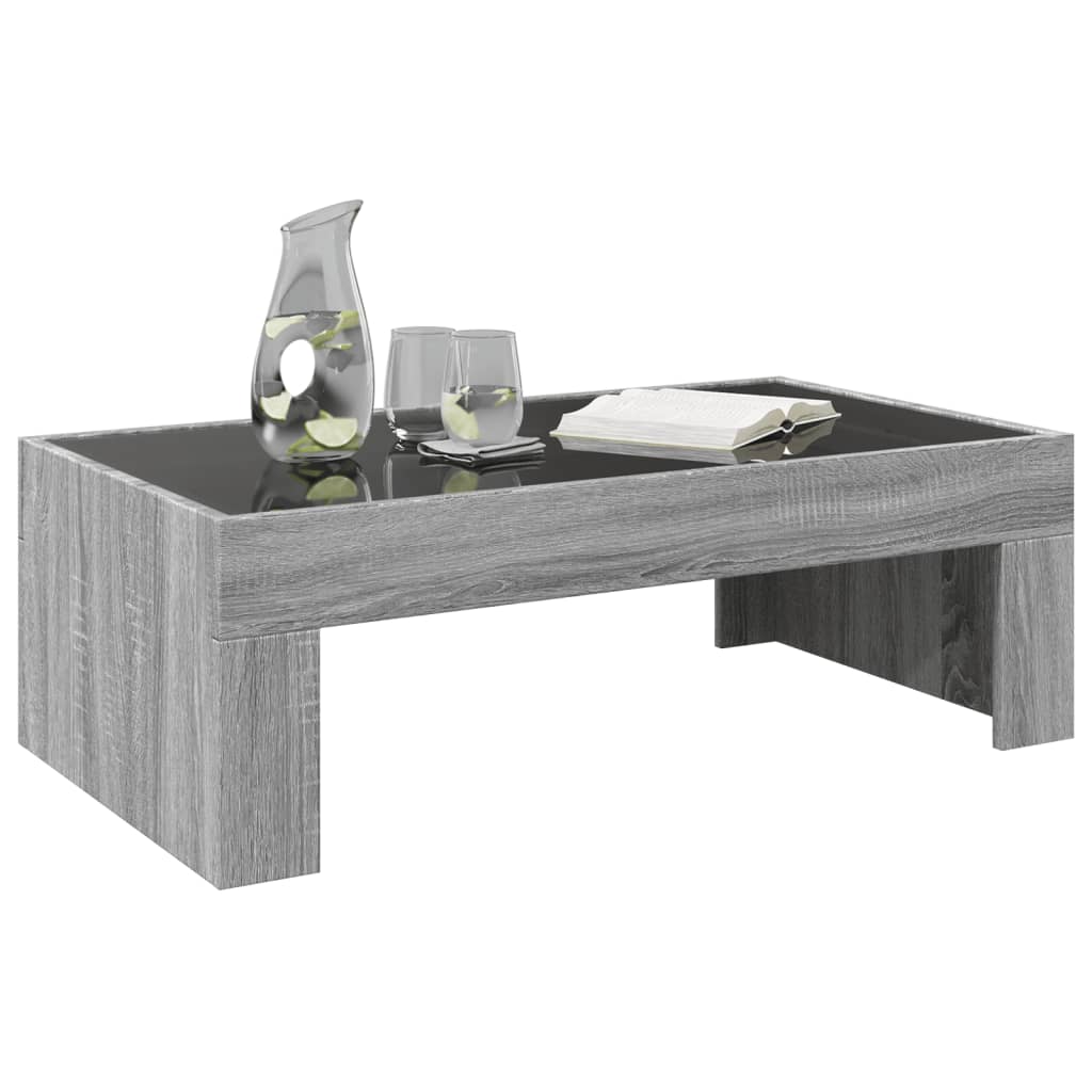 Couchtisch mit Infinity-LED Grau Sonoma 90x50x30 cm